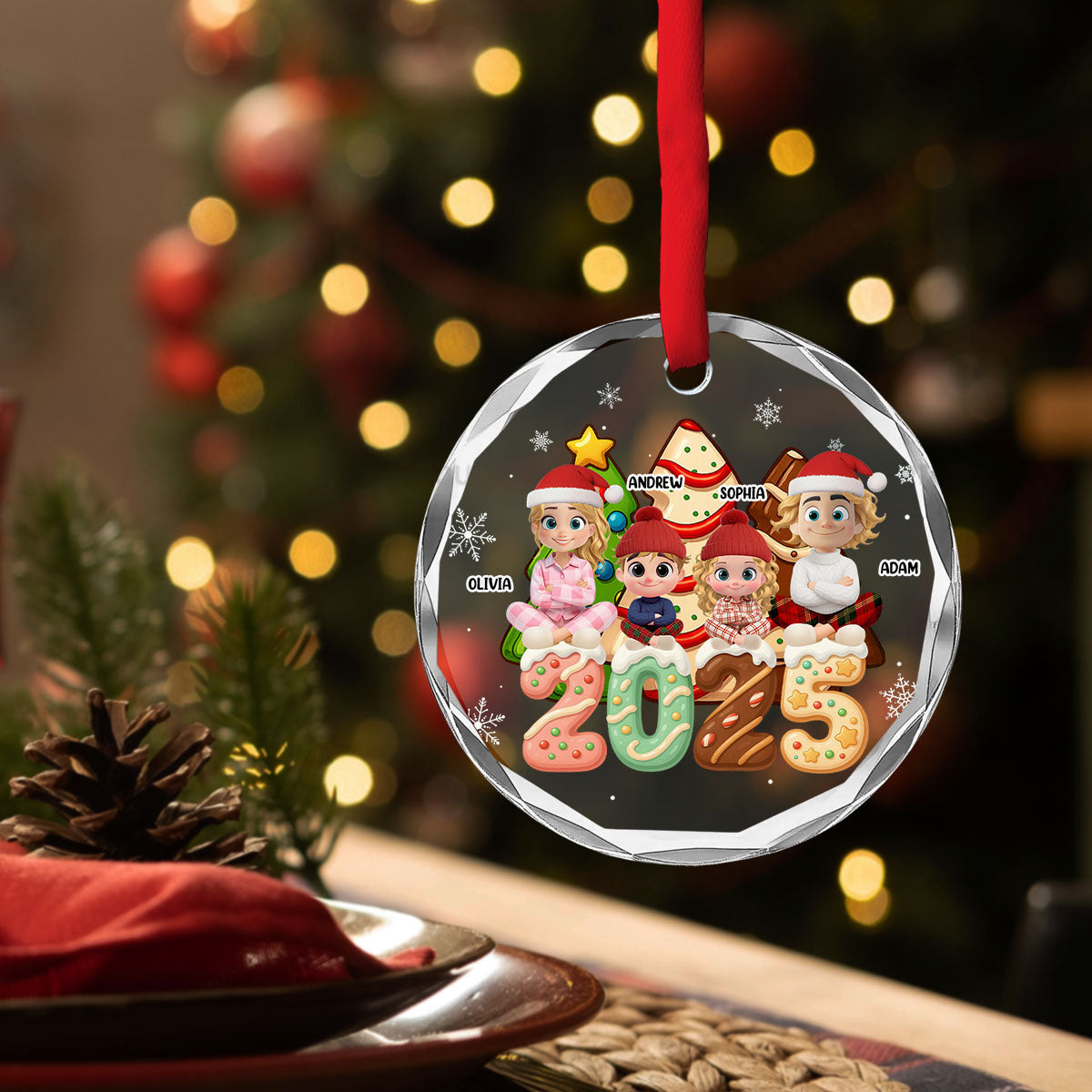 Family Cake - Personalized Custom Glass Ornament