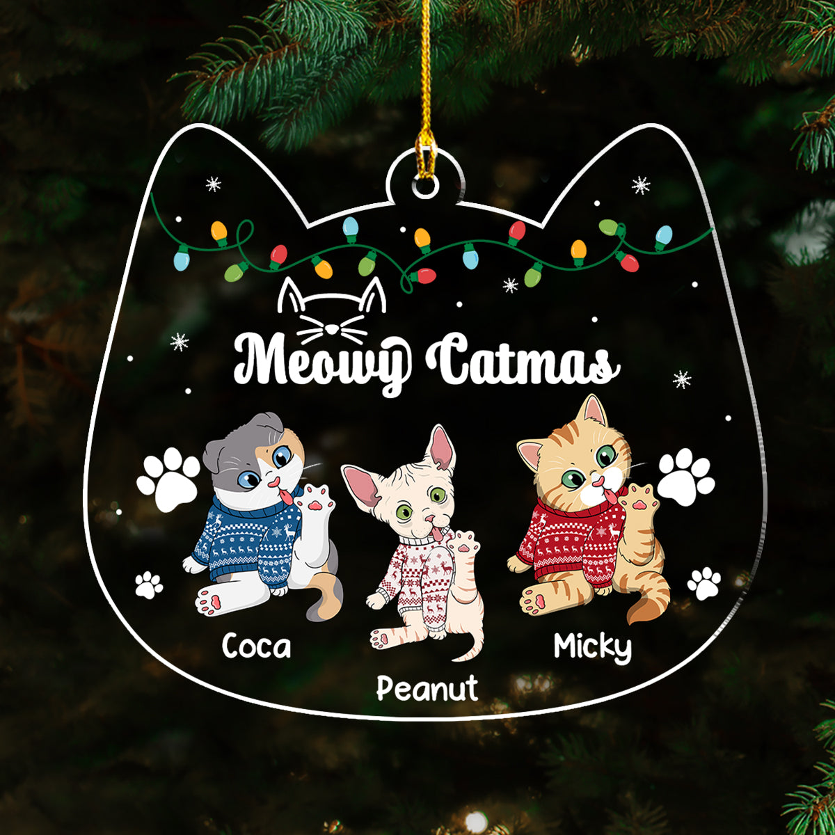 Meowy Catmas Licking- Personalized Custom Acrylic Ornament