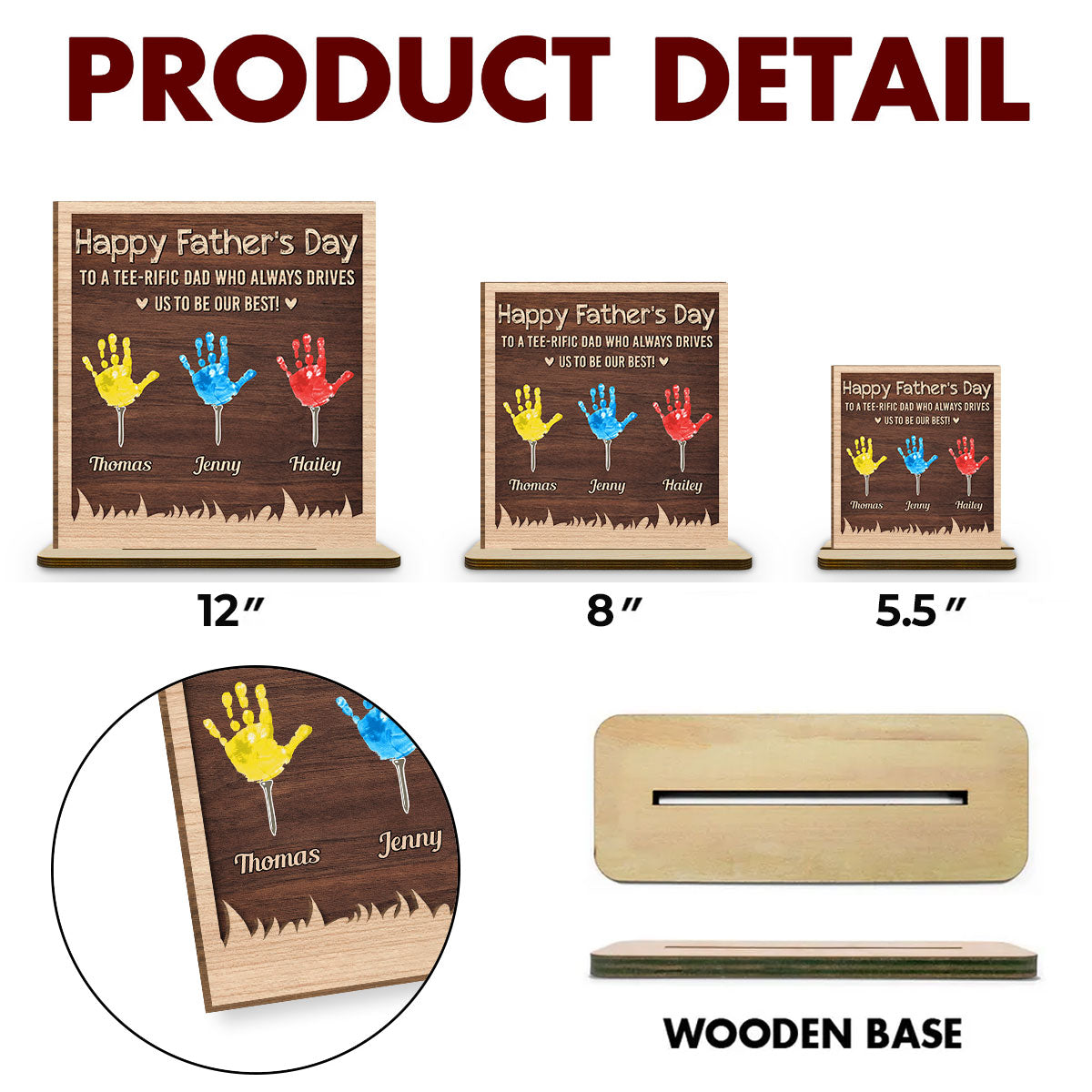 Best Dad By Par - Personalized Custom 2-Layer Wood Plaque With Flat Base