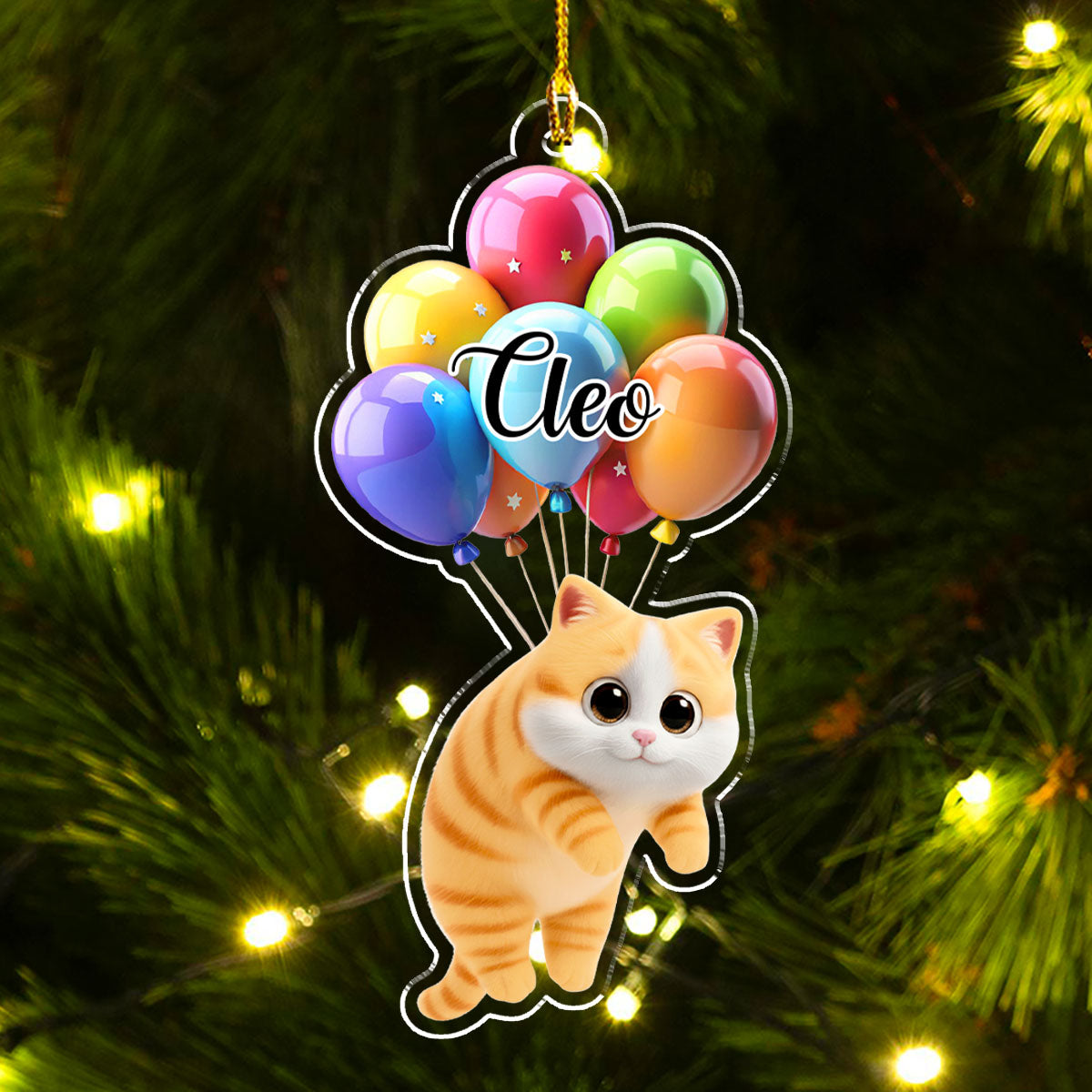Cat Hanging Cartoon - Personalized Custom Acrylic Ornament