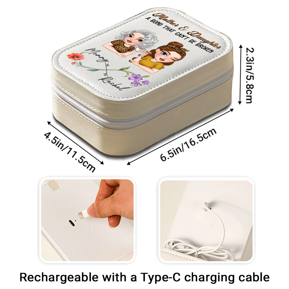 Mother And Daughter - Personalized Custom Jewelry Box With LED Mirror