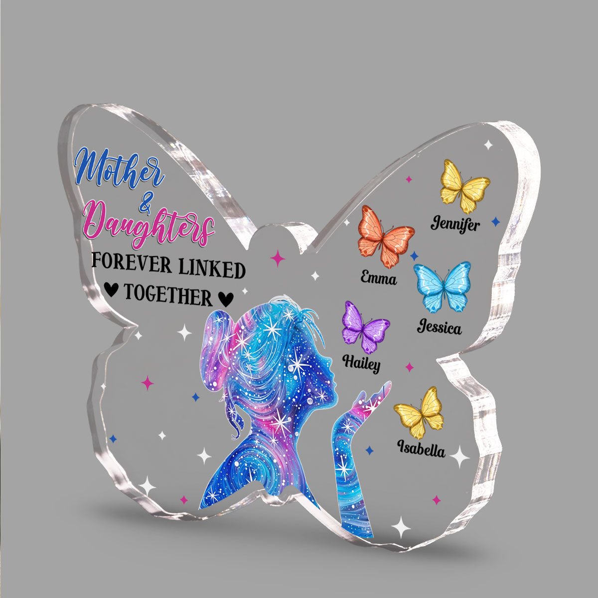 Mother And Daughters Forever Linked Together - Personalized Custom Acrylic Plaque