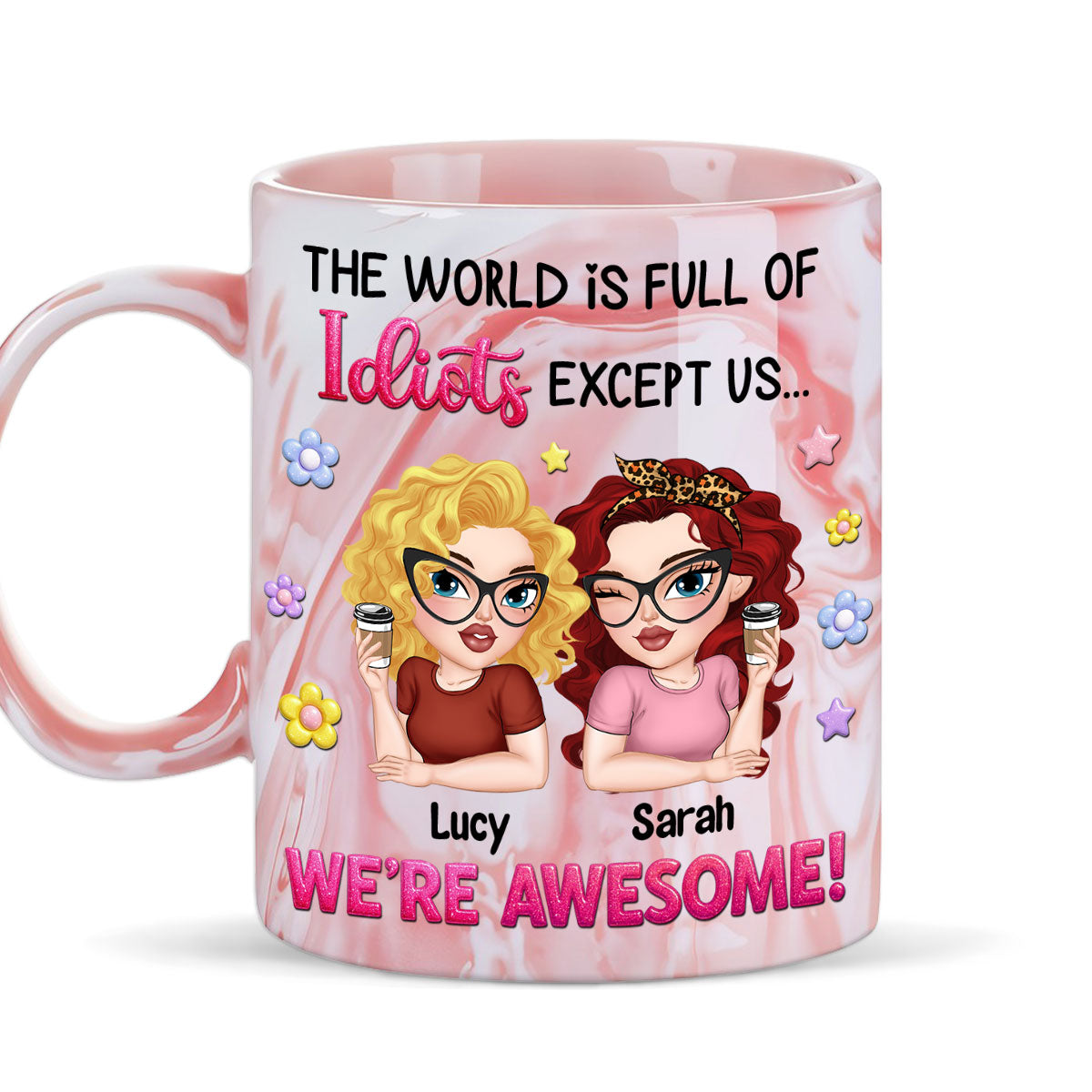 We Are Awesome - Personalized Custom Pink Marble Mug