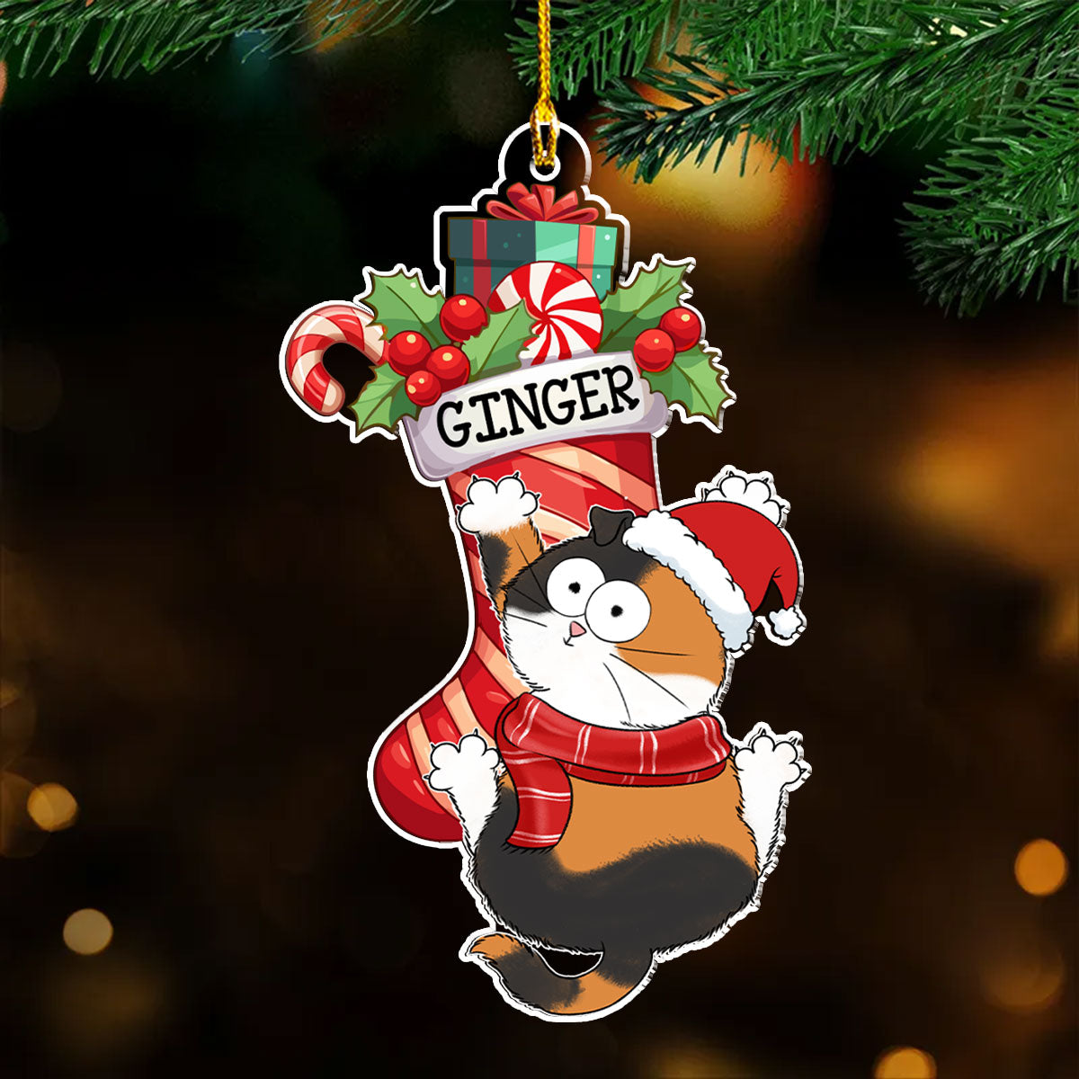 Cat Scratching - Personalized Custom Acrylic Ornament