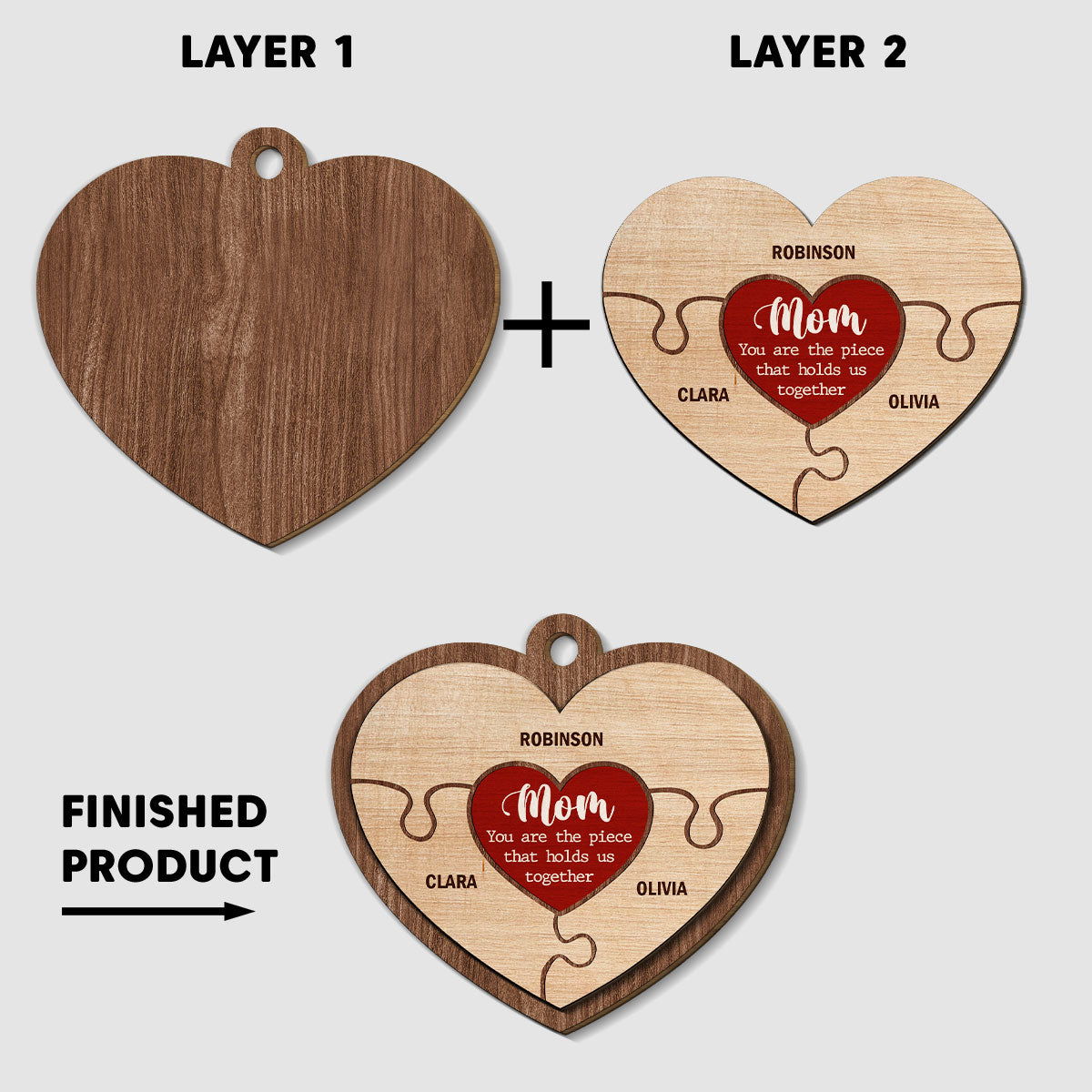 Mom Holds Us Together - Personalized Custom Freeshape 2-Layered Wood Ornament