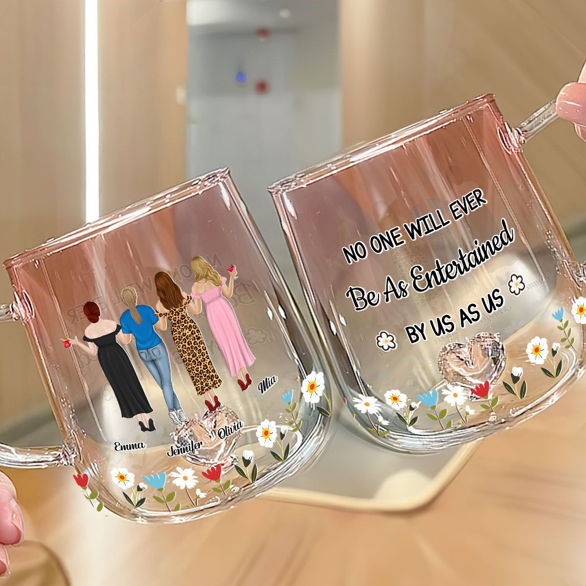 No One Like Us - Personalized Custom Pink Gradient Glass Mug
