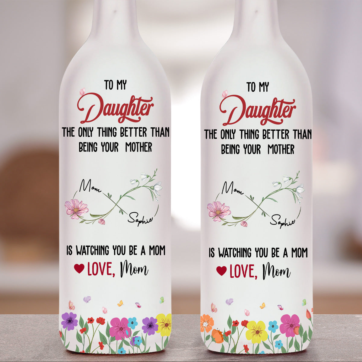 Watching You Being A Mom - Personalized Custom Bottle Lamp
