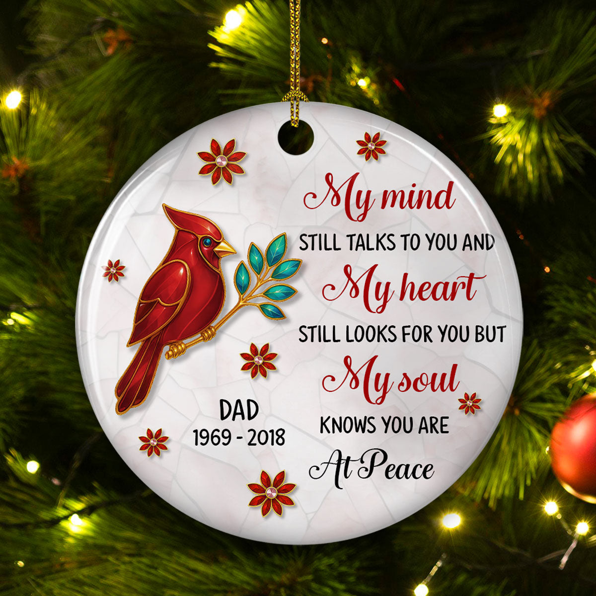 My Soul Knows You Are At Peace - Personalized Custom 3D Inflated Effect Ceramic Ornament