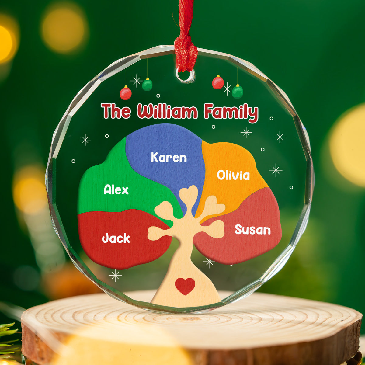 Family Tree - Personalized Custom Glass Ornament
