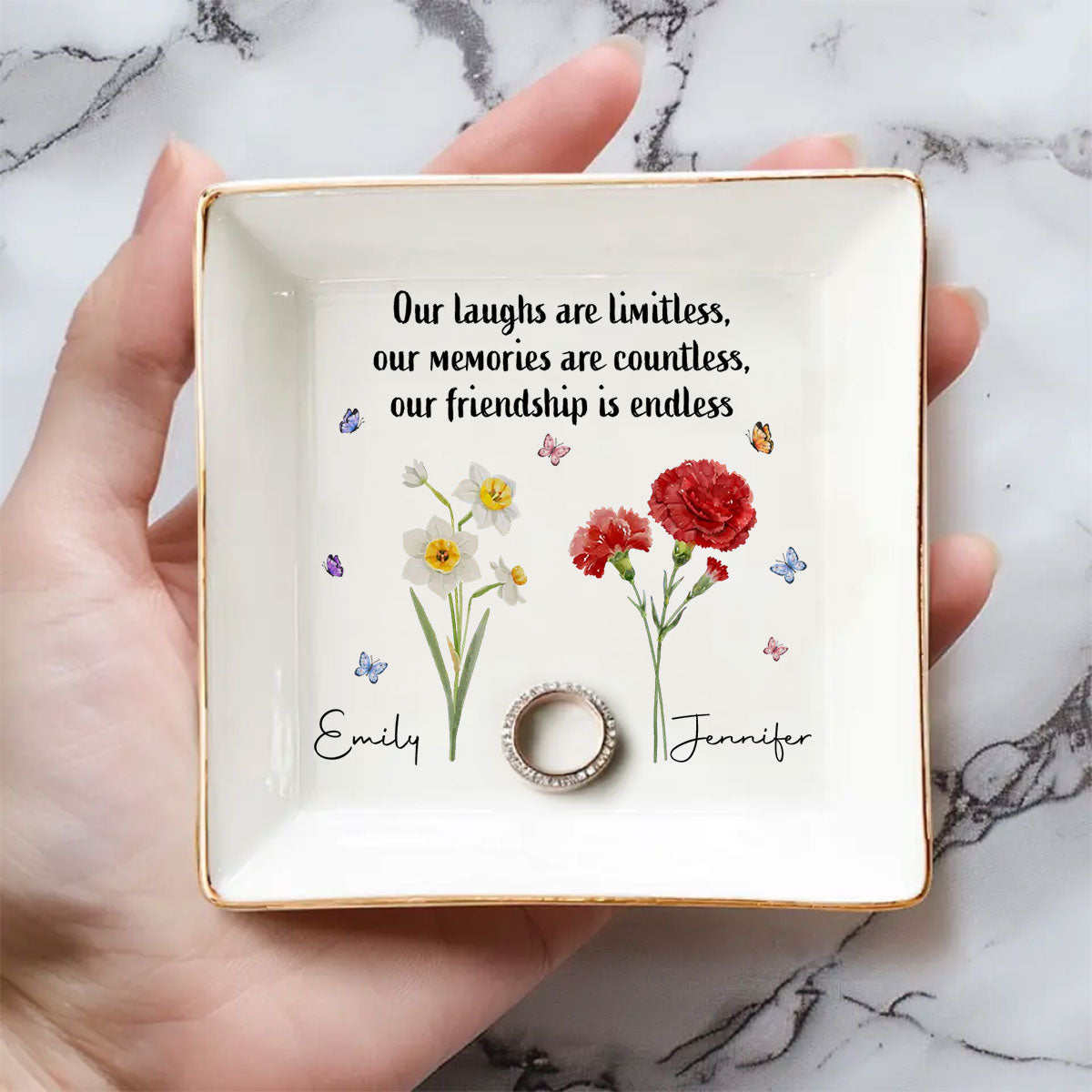 Where Flowers Bloom So Does Hope - Personalized Custom Jewelry Dish