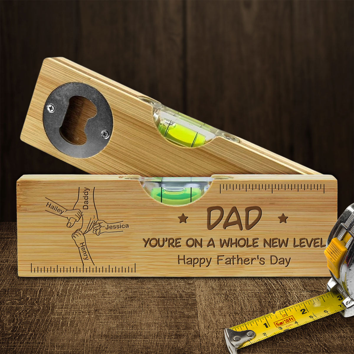 As Dads Go, You Are Different - Personalized Custom Engraved Wooden Spirit Level Bottle Opener