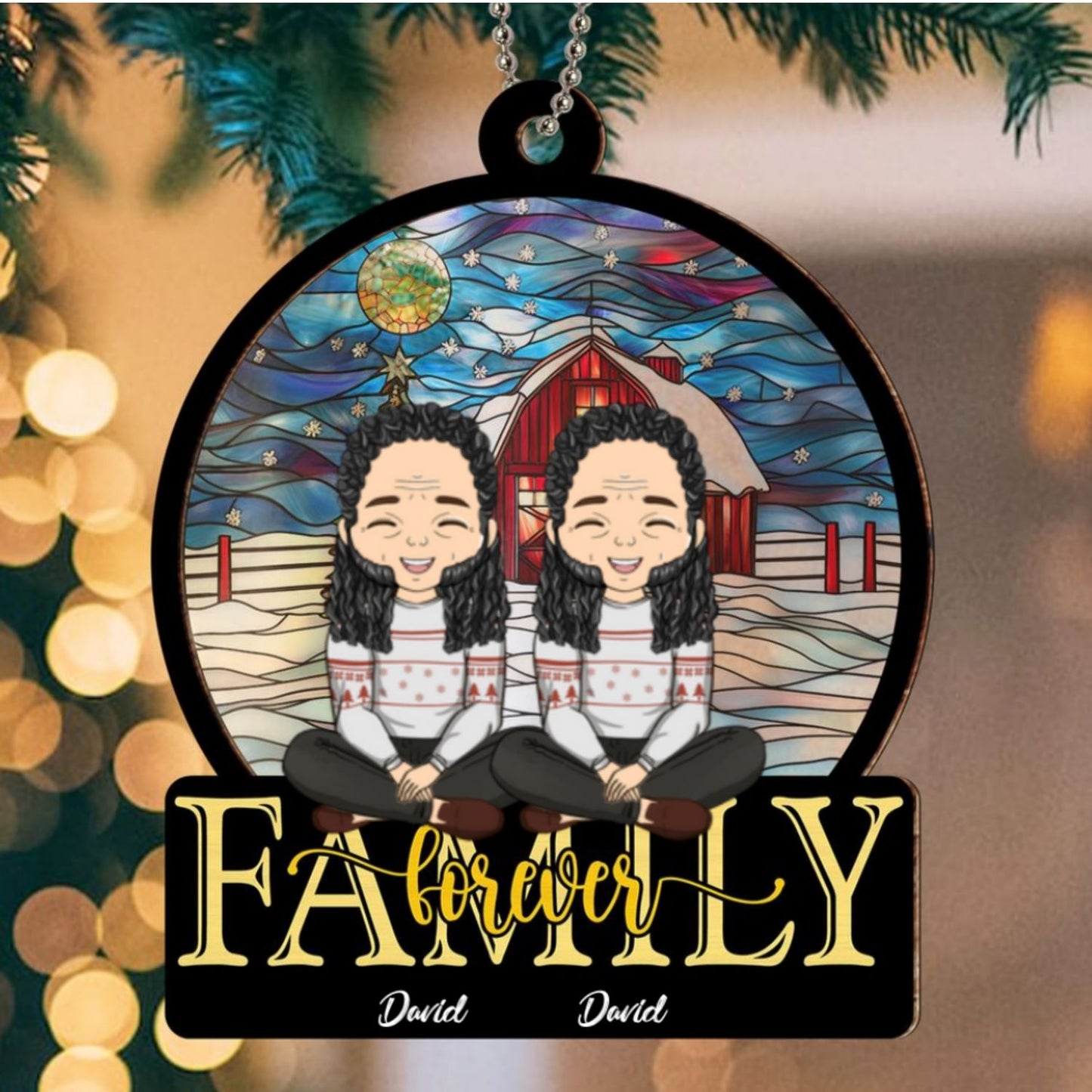 Family Forever - Personalized Custom Suncatcher Ornament
