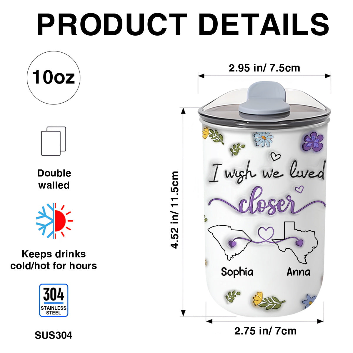 I Wish We Lived Closer - Personalized Custom 10oz Tumbler