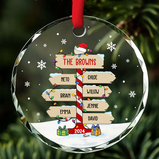 Family Sign Version 1 - Personalized Custom Glass Ornament
