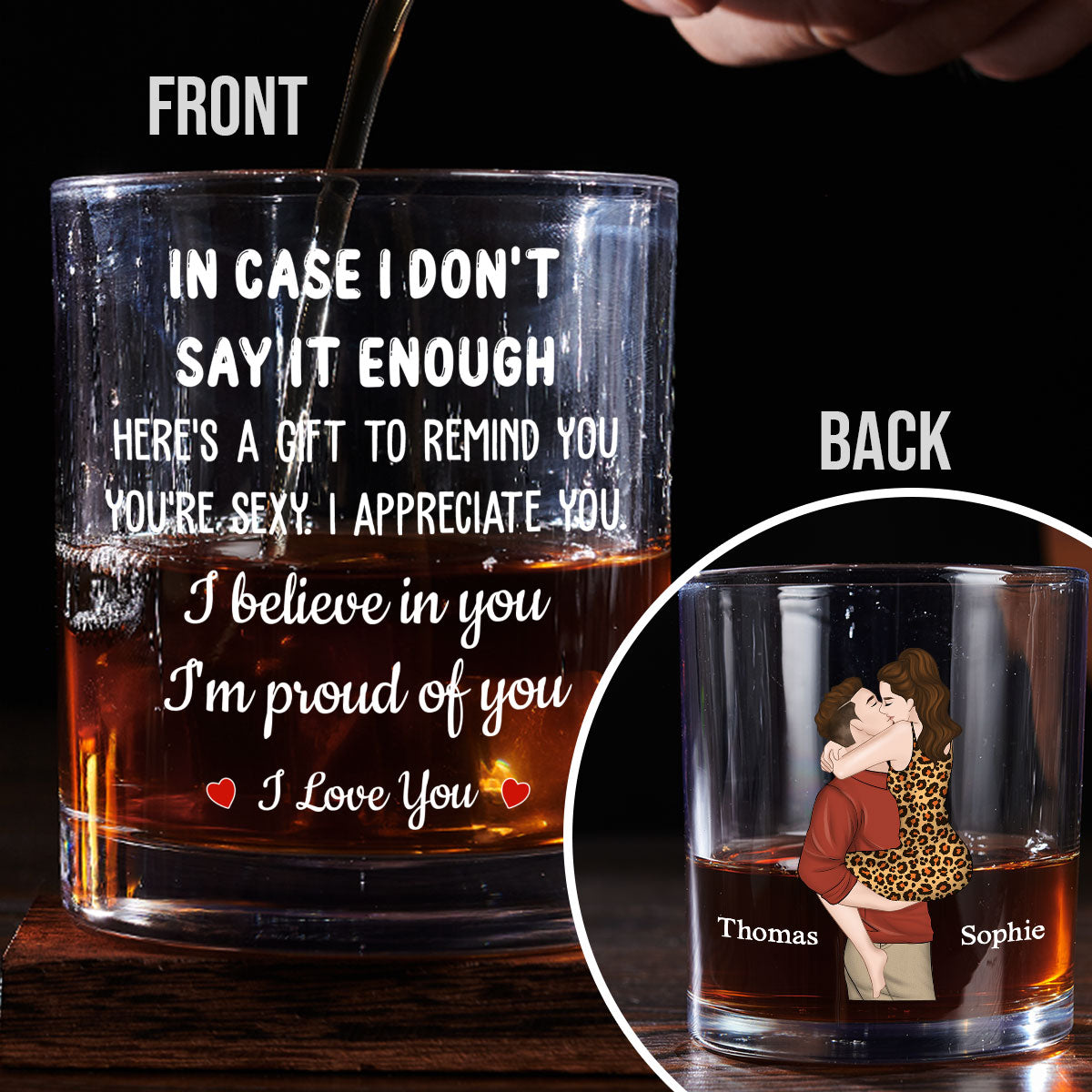 I Love You - Personalized Custom Whiskey Glass