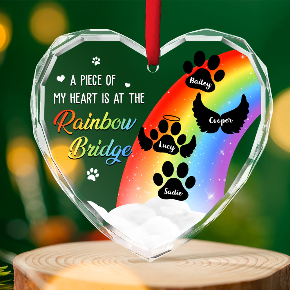 Piece Of Dog Mom Heart - Personalized Custom Glass Ornament