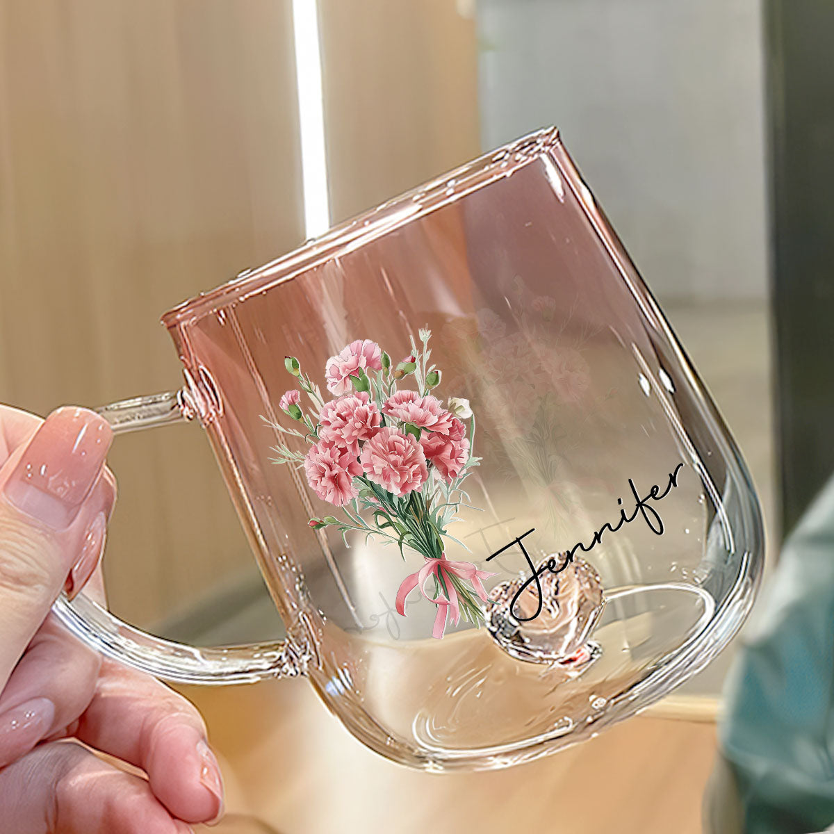 The Most Beautiful Flower Is You - Personalized Custom Pink Gradient Glass Mug