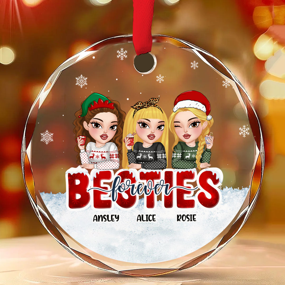 Forever Be My Bestie - Personalized Custom Glass Ornament