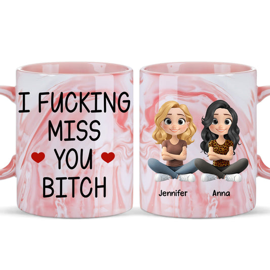 Miss You So - Personalized Custom Pink Marble Mug