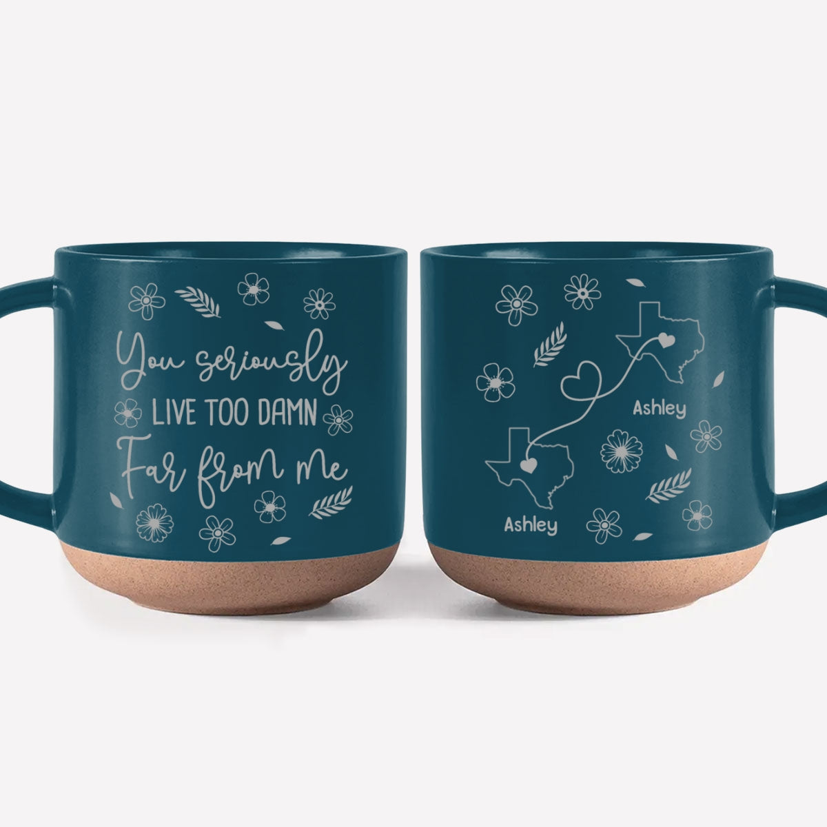 Wish You Were Here Now - Personalized Custom Engraved Pottery Mug