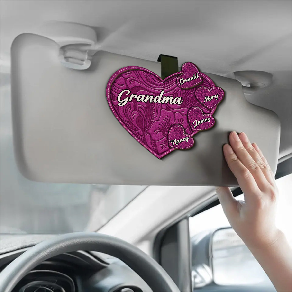 Grandma Belongs To Grandkids - Personalized Custom Car Visor Clip
