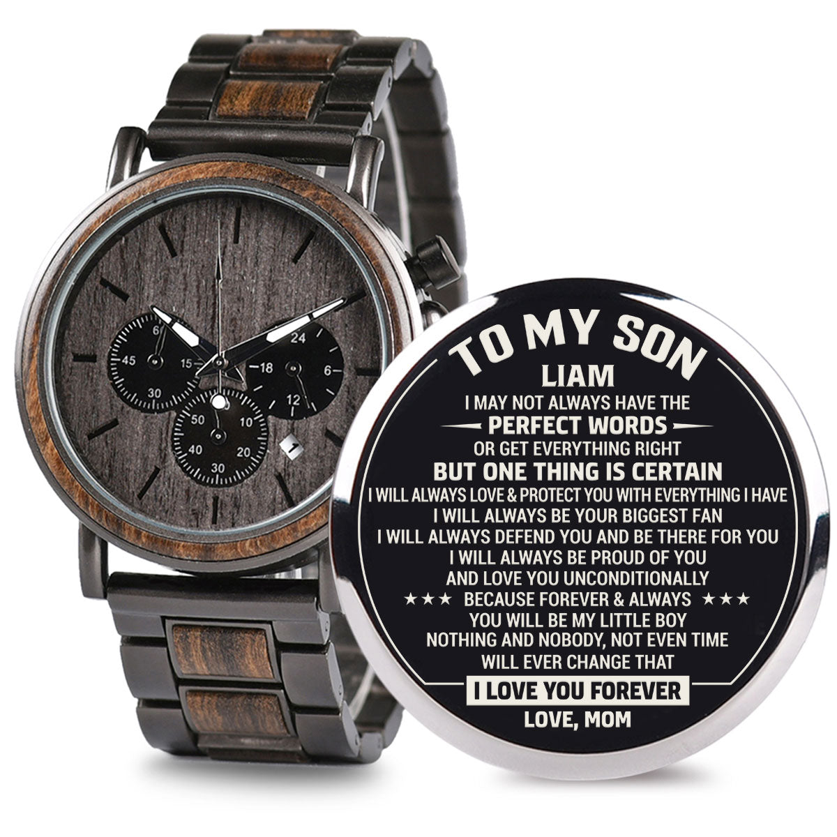 Mom To Son I Will Always - Personalized Engraved Wooden Watches GQ026