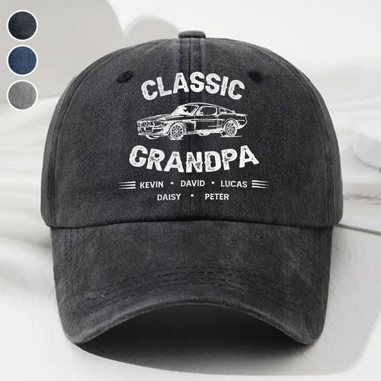 Classic Grandpa - Personalized Custom Vintage Washed Denim Cap