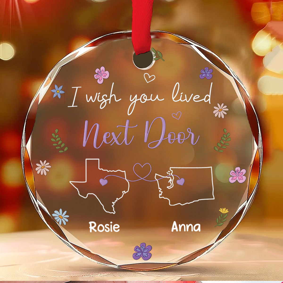 I Wish We Lived Closer More Friends Version - Personalized Custom Glass Ornament