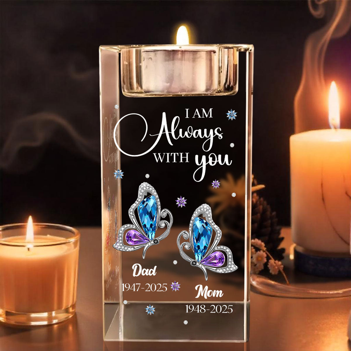 I Am Always With You - Personalized Custom Crystal Candle Holder