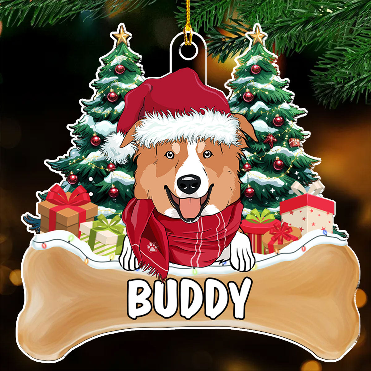 Dog Christmas - Personalized Custom Acrylic Ornament
