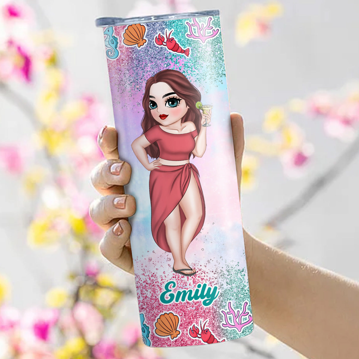 Beach Lover - Personalized Custom Skinny Tumbler