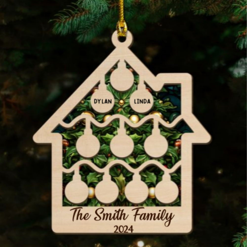 Tree Family Christmas - Personalized Custom 2-layered Wood Ornament