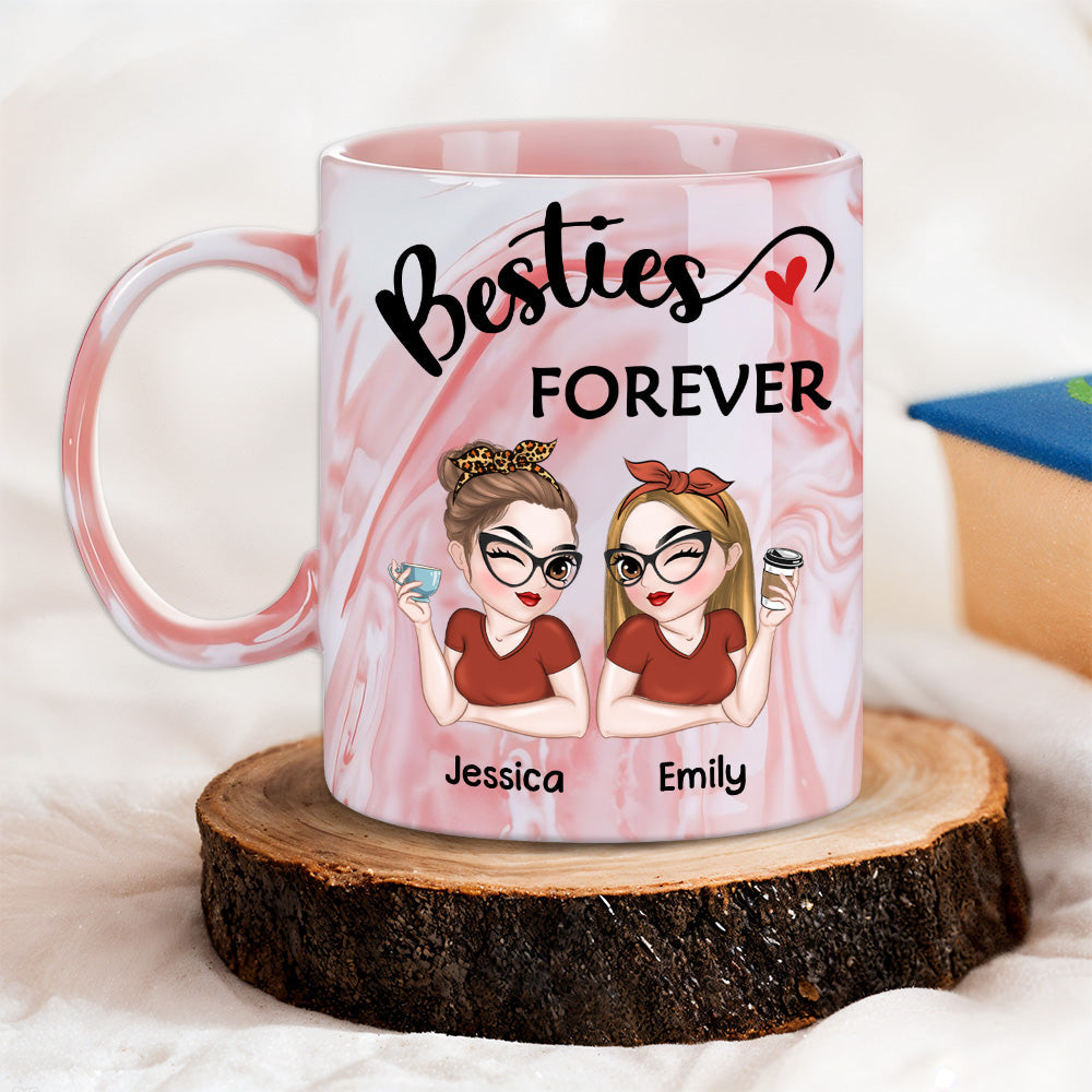 Besties forever - Personalized Custom Pink Marble Mug