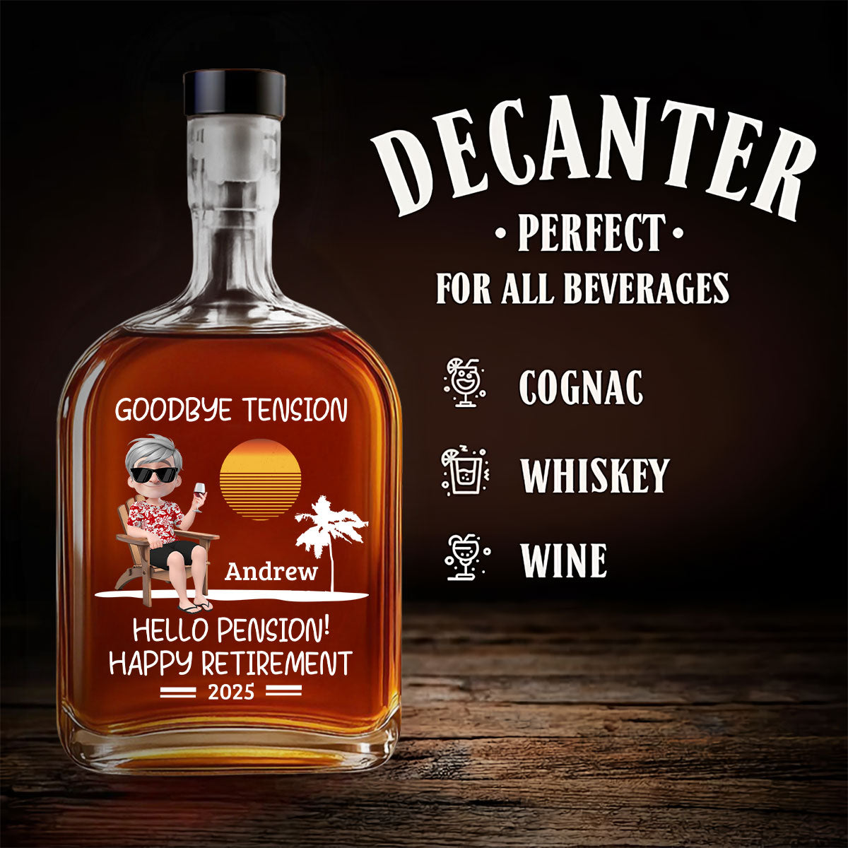 Goodbye Office Hello Freedom - Personalized Custom Spirits Decanter