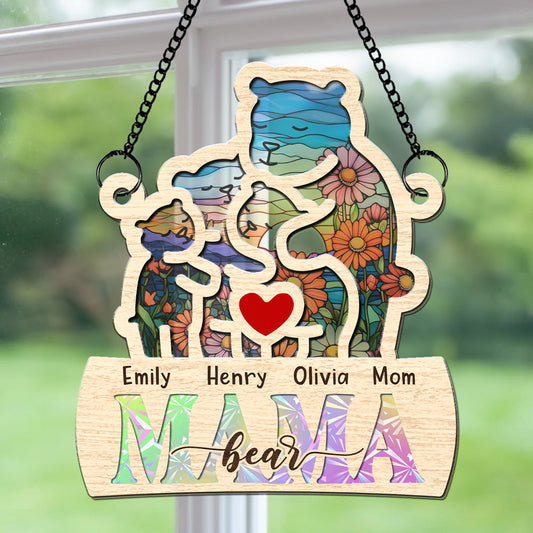 Mama Bear We Love You - Personalized Custom Suncatcher