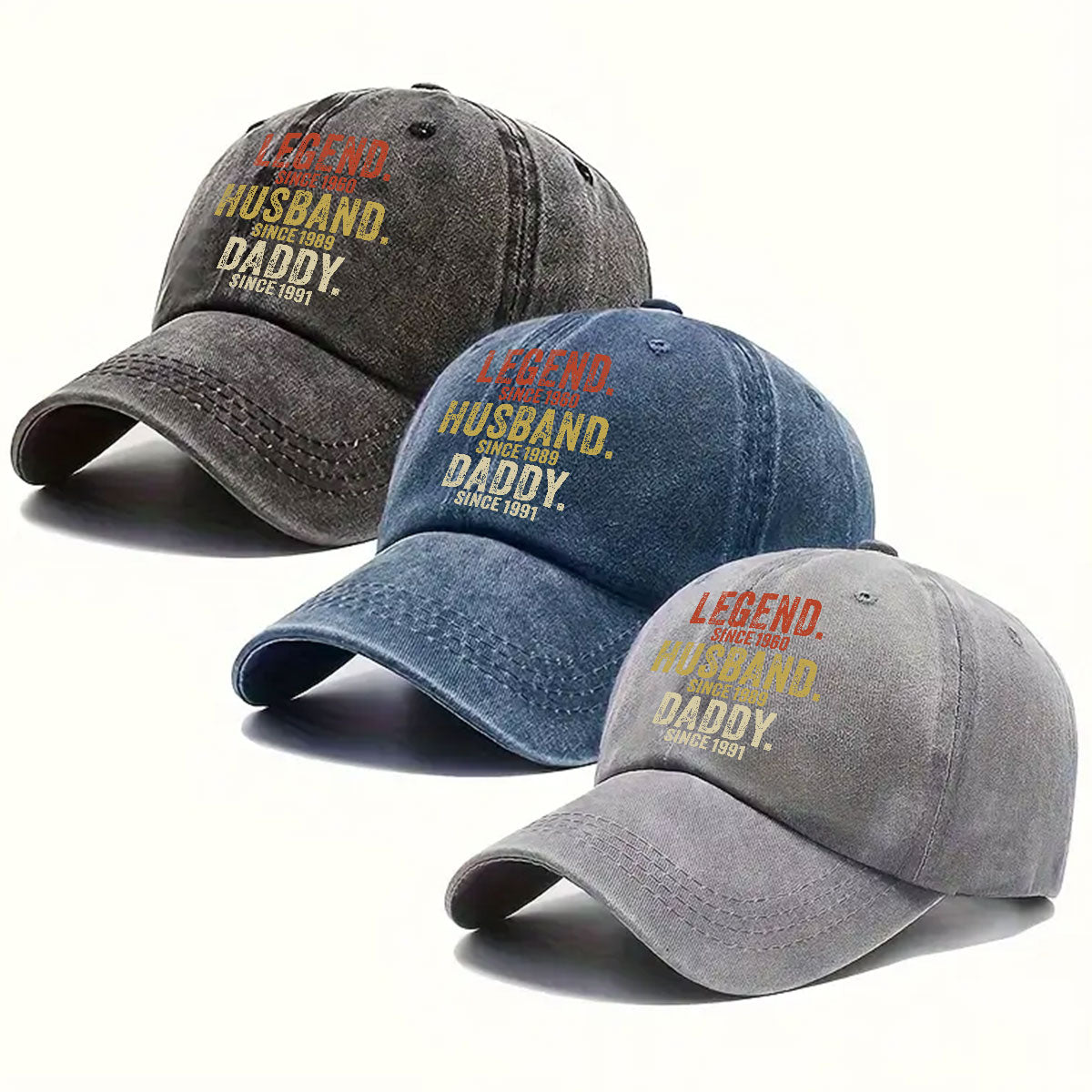 Legend Husband Dad Papa - Personalized Custom Vintage Washed Denim Cap