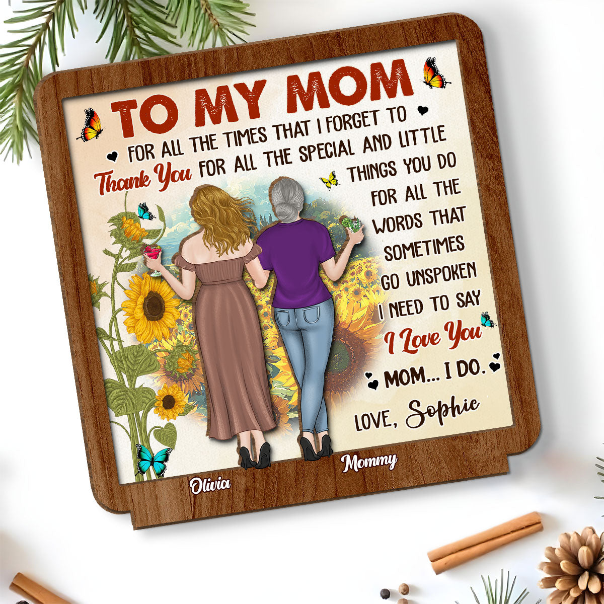 Forever Linked By Love - Personalized Custom 2-Layer Wood Plaque With Flat Base