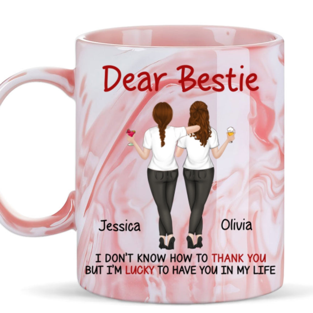 Lucky To Have You - Personalized Custom Pink Marble Mug