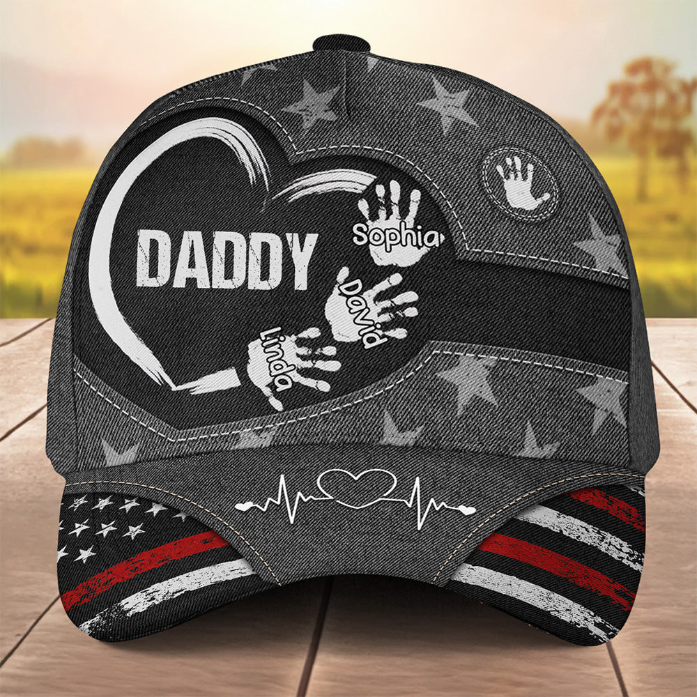 Grandpa Dad Kids Handprints - Personalized Custom Classic Cap