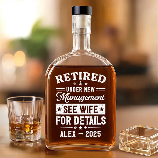 Under New Management - Personalized Custom Spirits Decanter