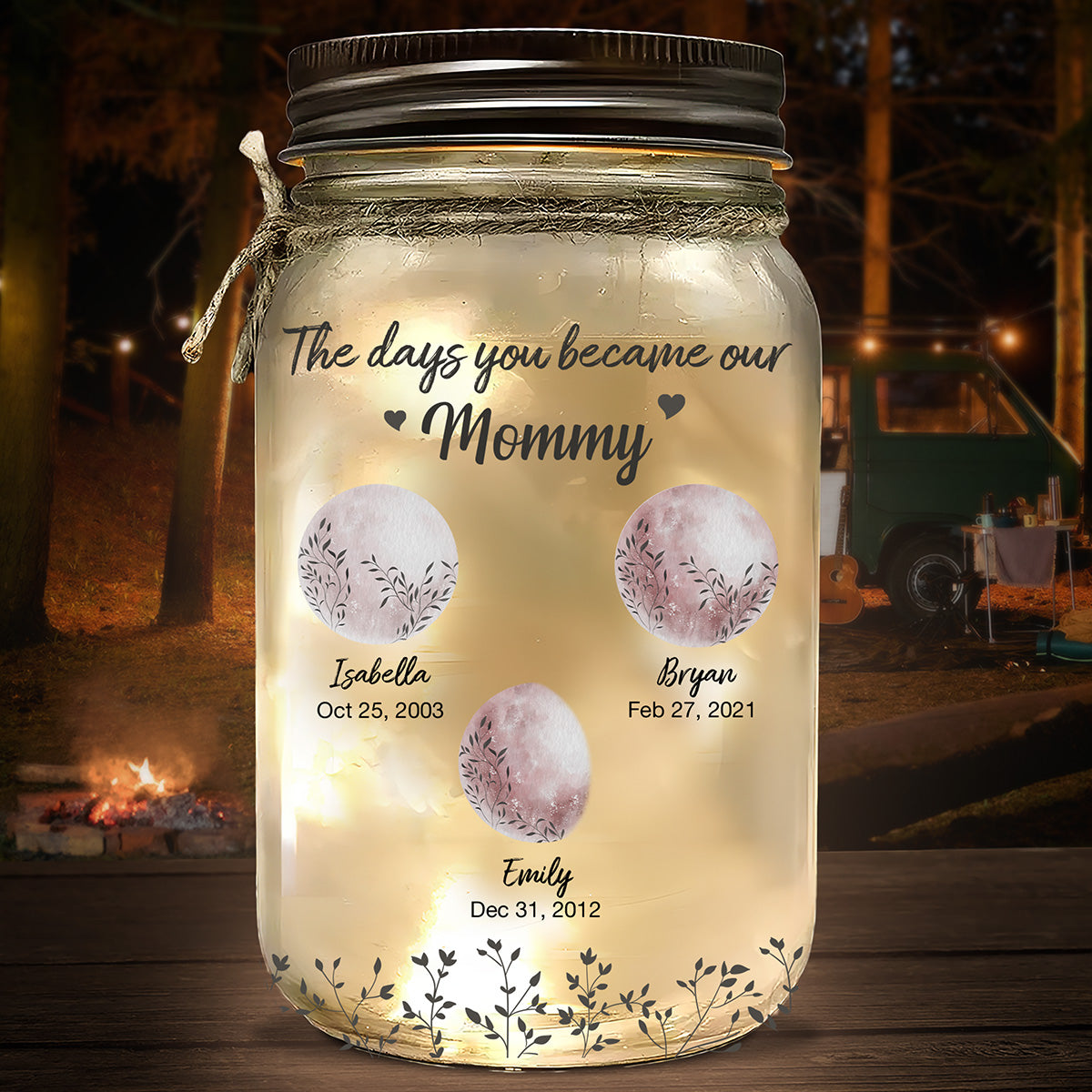 The Days You Became Mom - Personalized Custom Mason Jar Light