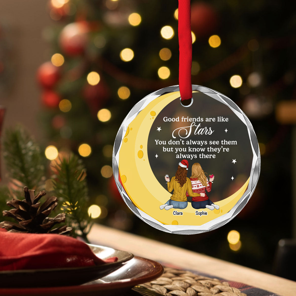 Friends Are Like Stars 2024 - Personalized Custom Glass Ornament