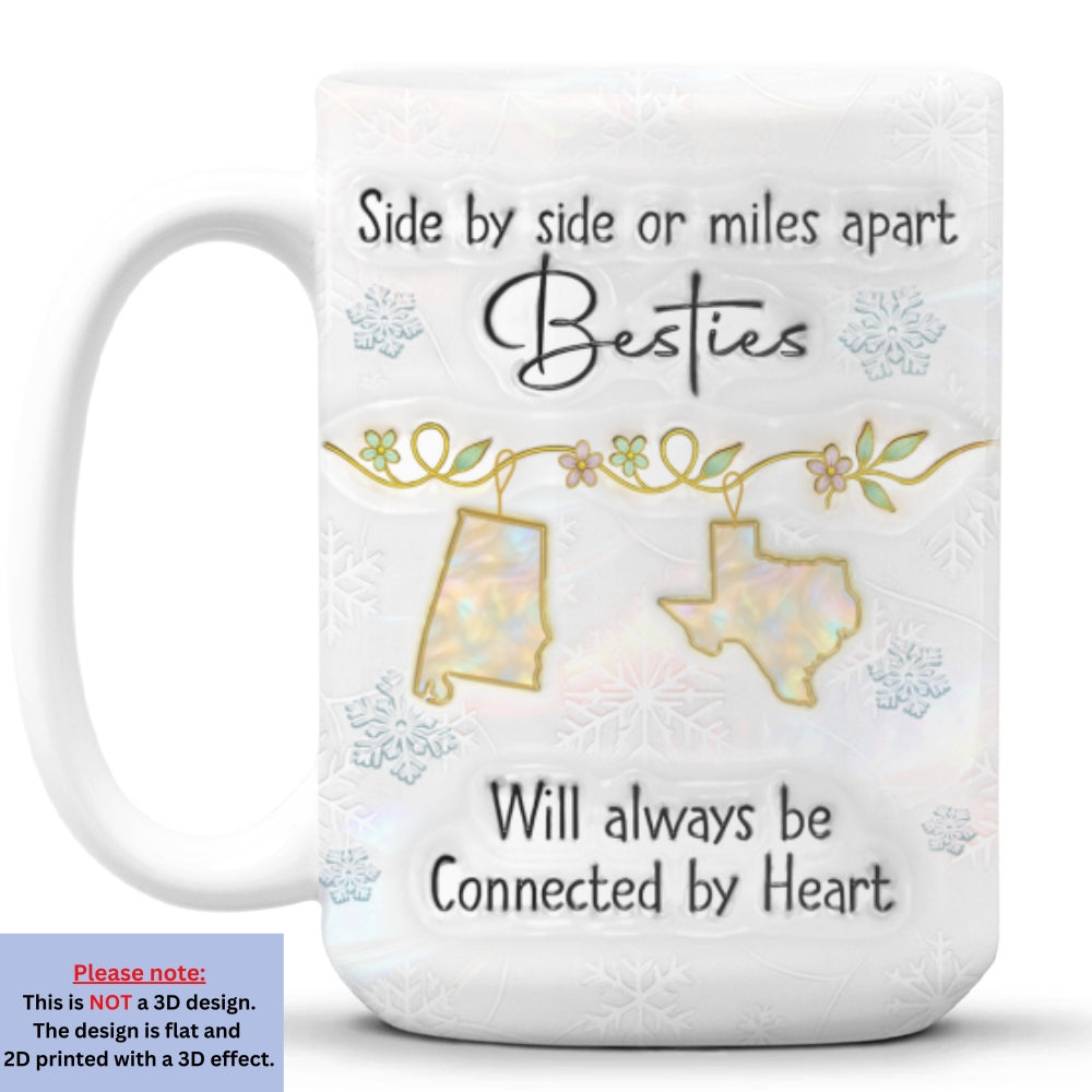 Sisters Always Connected By Heart - Personalized Custom 3D Inflated Effect Mug
