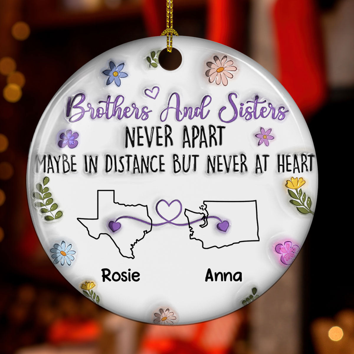 Brothers And Sisters Never Apart - Personalized Custom 3D Inflated Effect Ceramic Ornament