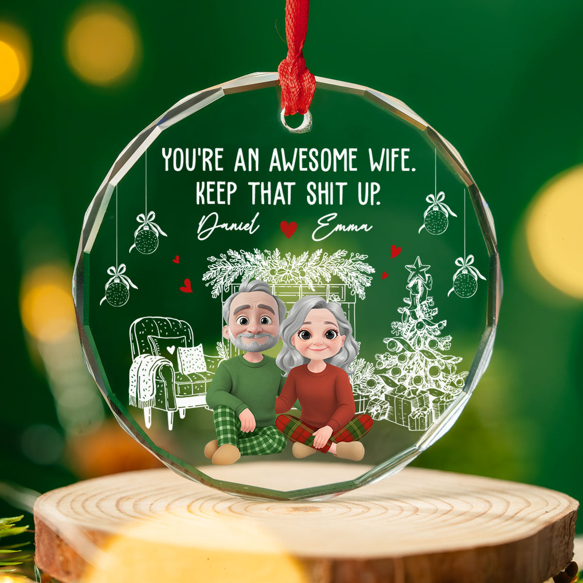 You Are A Great Wife - Personalized Custom Glass Ornament