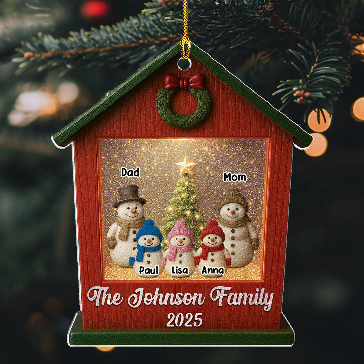 Family And Snow Home - Personalized Custom Acrylic Ornament