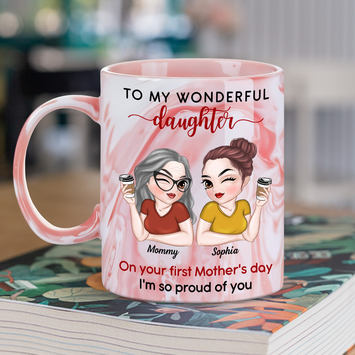 To My Amazing Daughter - Personalized Custom Pink Marble Mug