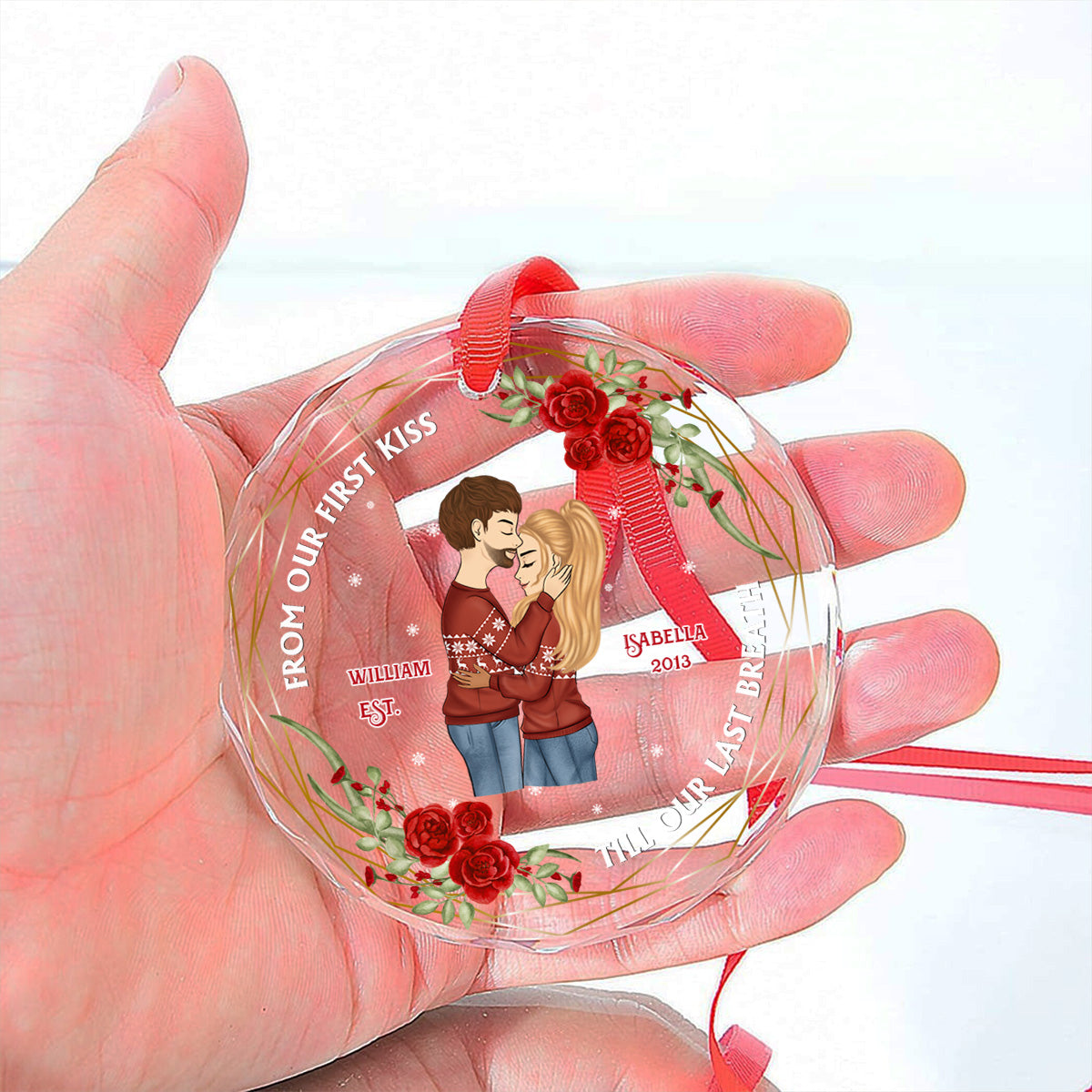 From Our First Kiss Till Our Last Breath - Personalized Custom Glass Ornament