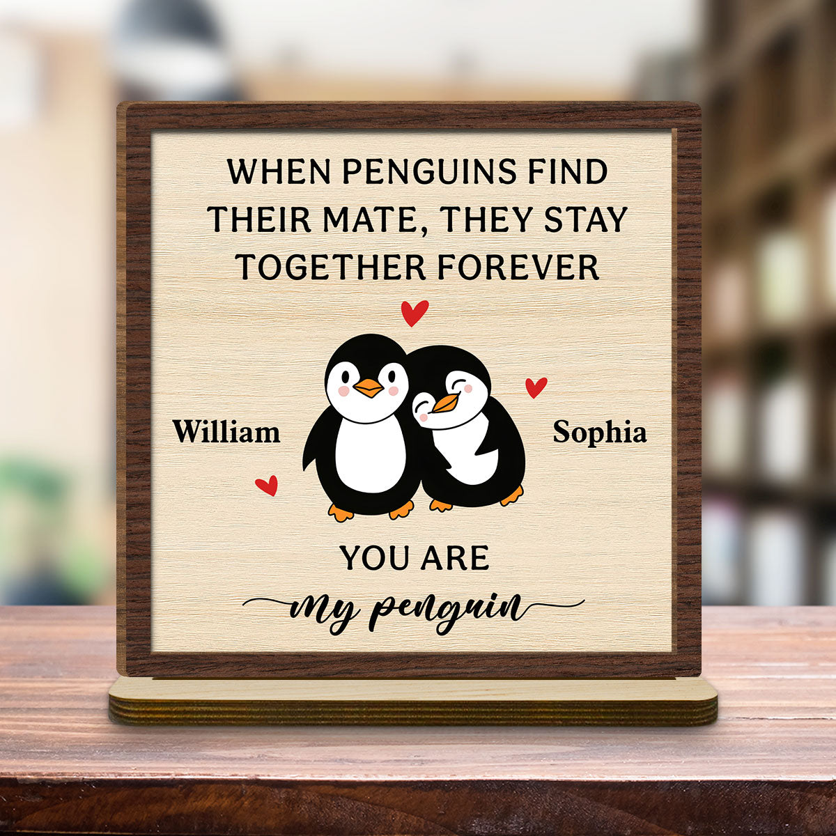 Together Forever - Personalized Custom 2-Layer Wood Plaque With Flat Base