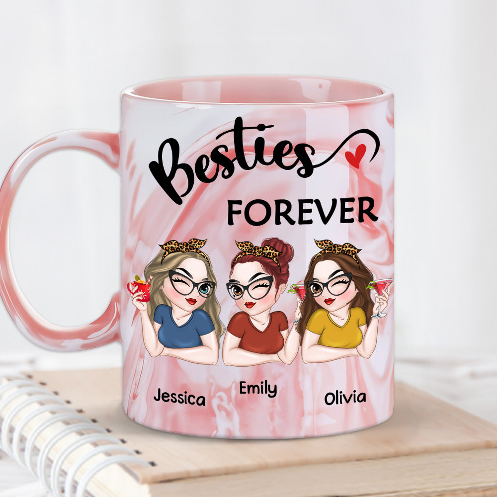Besties forever - Personalized Custom Pink Marble Mug